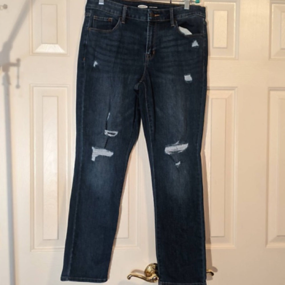 NWT Old Navy Power Straight Jeans Distressed SIZE 12/31